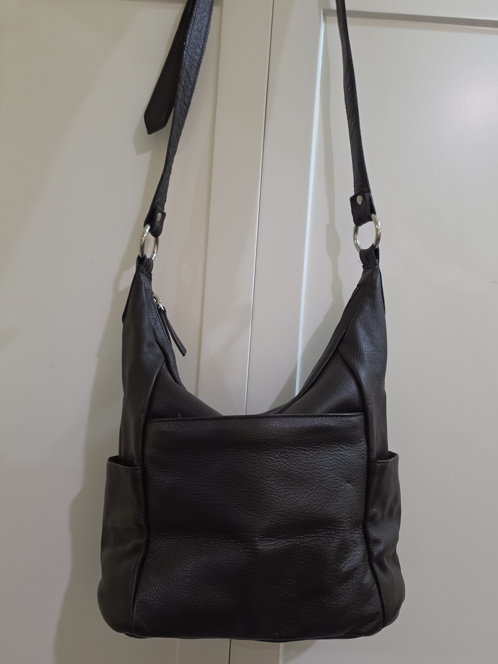 Classic Dark Brown Leather Hobo Concealed Carry Shoulder Bag